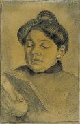 Theo van Doesburg, Theo van Doesburg. Portrait of Agnita Feis reading the Bible. 1907